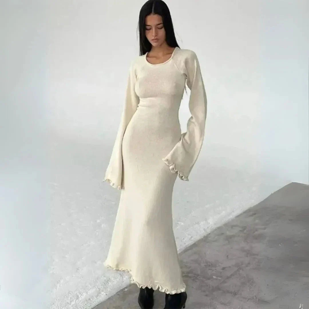 Isabella Pleated Knit Bodycon Maxi Dress