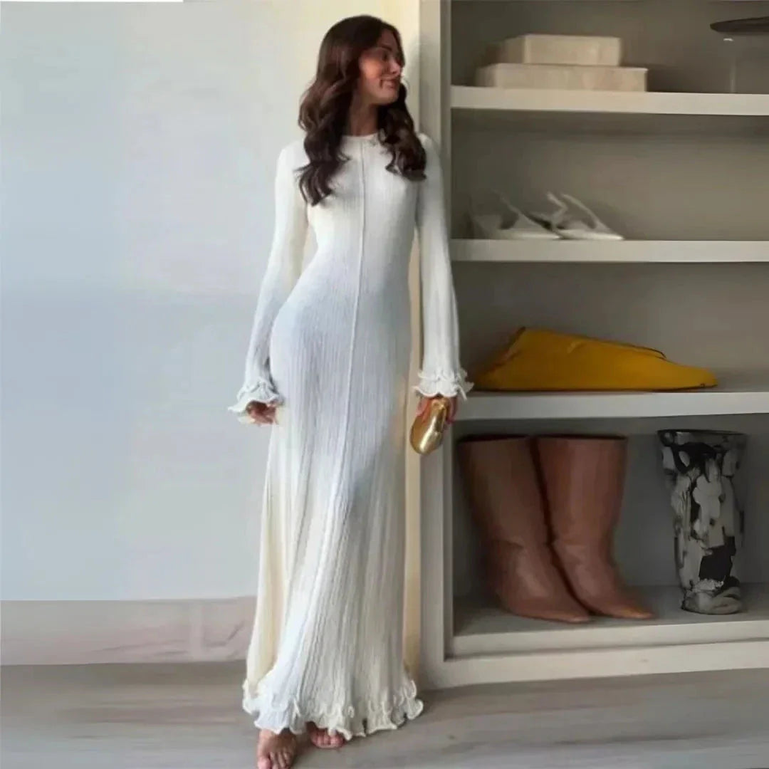 Isabella Pleated Knit Bodycon Maxi Dress