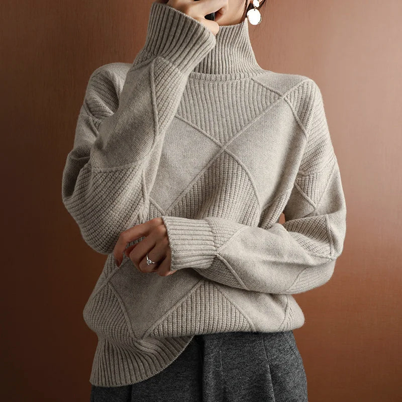 Isabelle Soft Dream Knit Turtleneck Sweater For Women Warm Elegant Classic Look Everyday