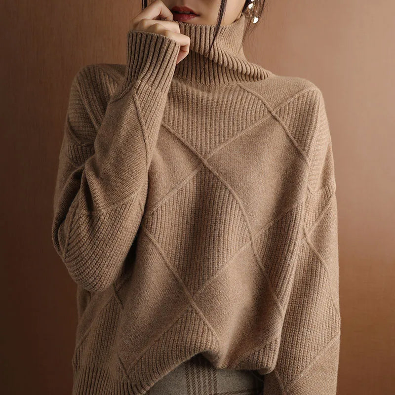 Isabelle Soft Dream Knit Turtleneck Sweater For Women Warm Elegant Classic Look Everyday