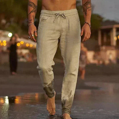 Men's Jogging Pants Breathable Cotton Relaxed Fit Elastic Waist With Drawstring For Everyday Comfort