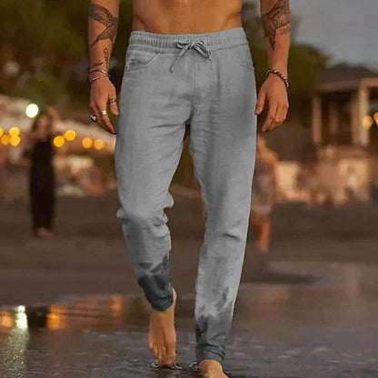 Men's Jogging Pants Breathable Cotton Relaxed Fit Elastic Waist With Drawstring For Everyday Comfort