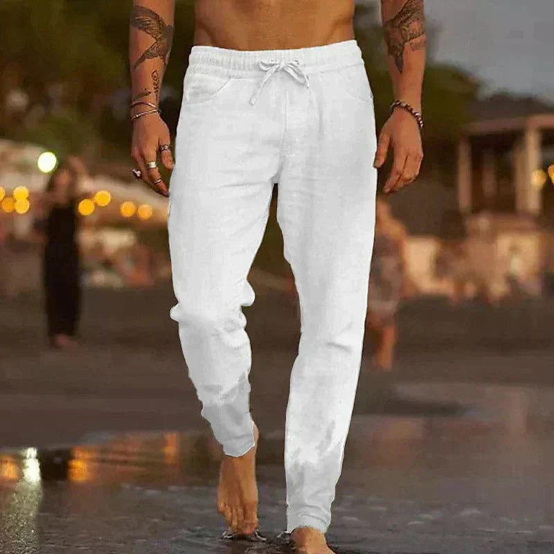 Men's Jogging Pants Breathable Cotton Relaxed Fit Elastic Waist With Drawstring For Everyday Comfort