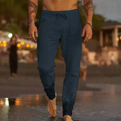 Men's Jogging Pants Breathable Cotton Relaxed Fit Elastic Waist With Drawstring For Everyday Comfort