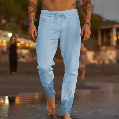 Men's Jogging Pants Breathable Cotton Relaxed Fit Elastic Waist With Drawstring For Everyday Comfort