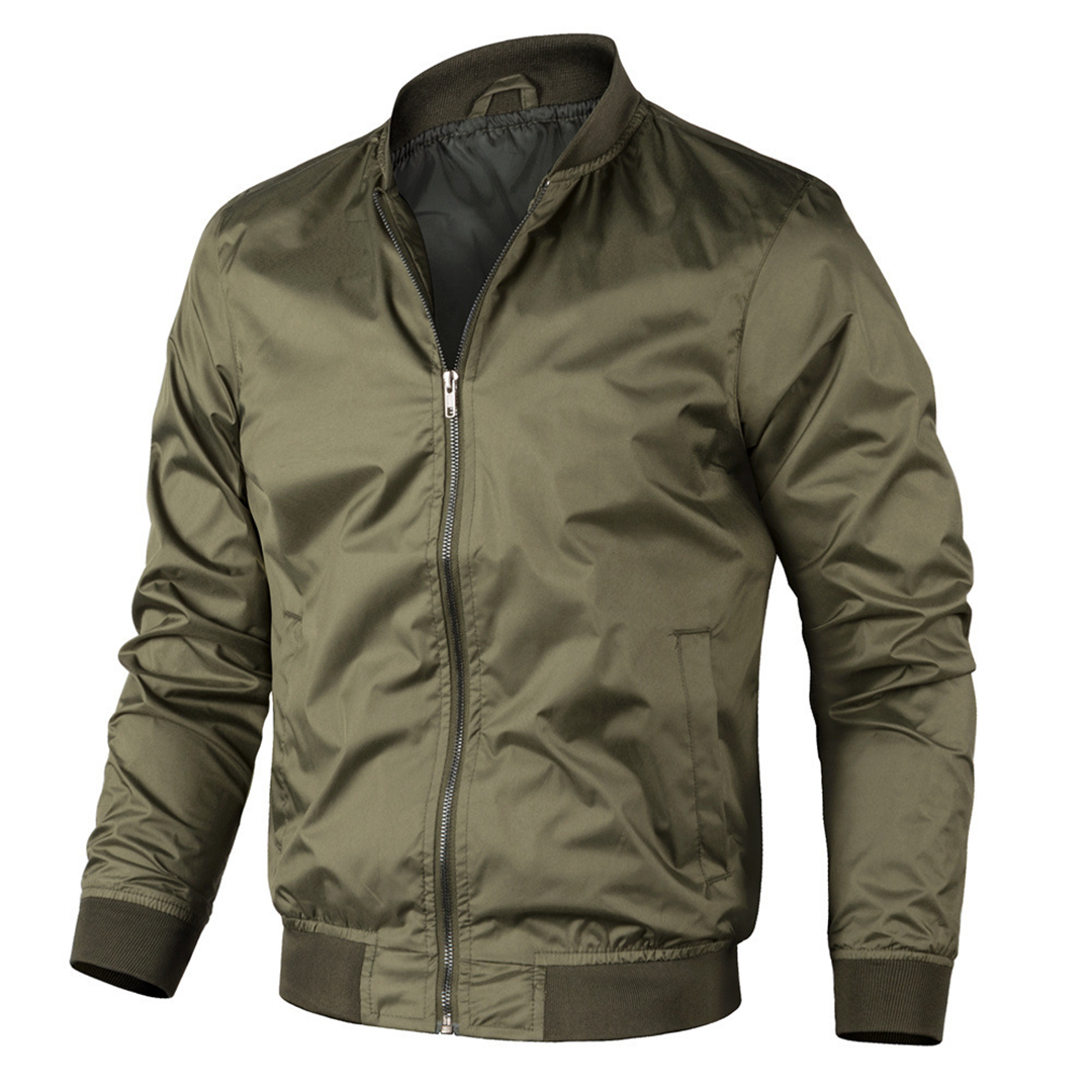 Brian Mens Classic Bomber Jacket Olive Green Timeless Everyday Premium Style By TrendAura