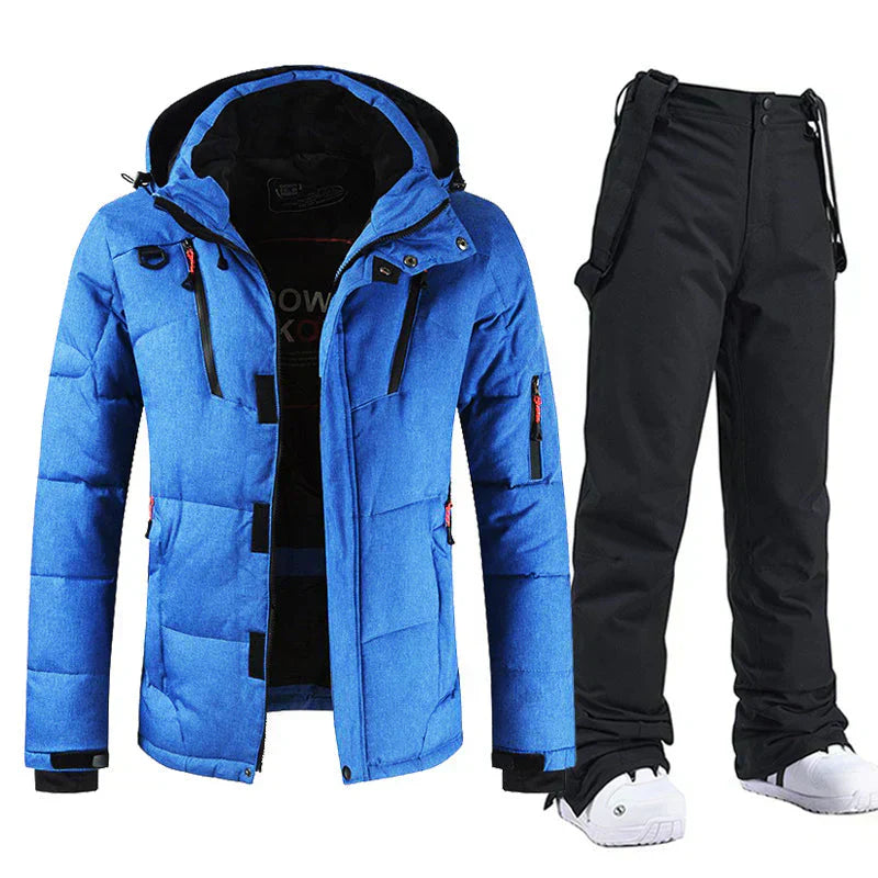 Waterproof and windproof men's ski set with jacket and pants
