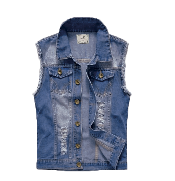 Josiah Denim Vest By TrendAura Vintage Edge Modern Style Sleeveless Washed Finish With Retro Lapels Layering Essential