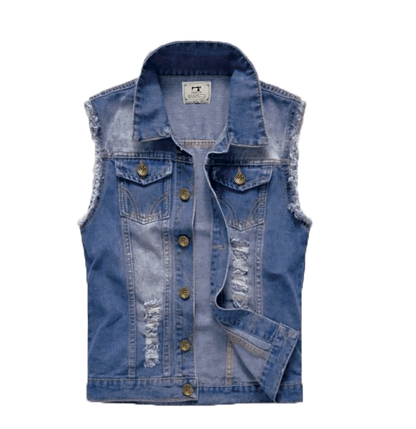 Josiah Denim Vest By TrendAura Vintage Edge Modern Style Sleeveless Washed Finish With Retro Lapels Layering Essential