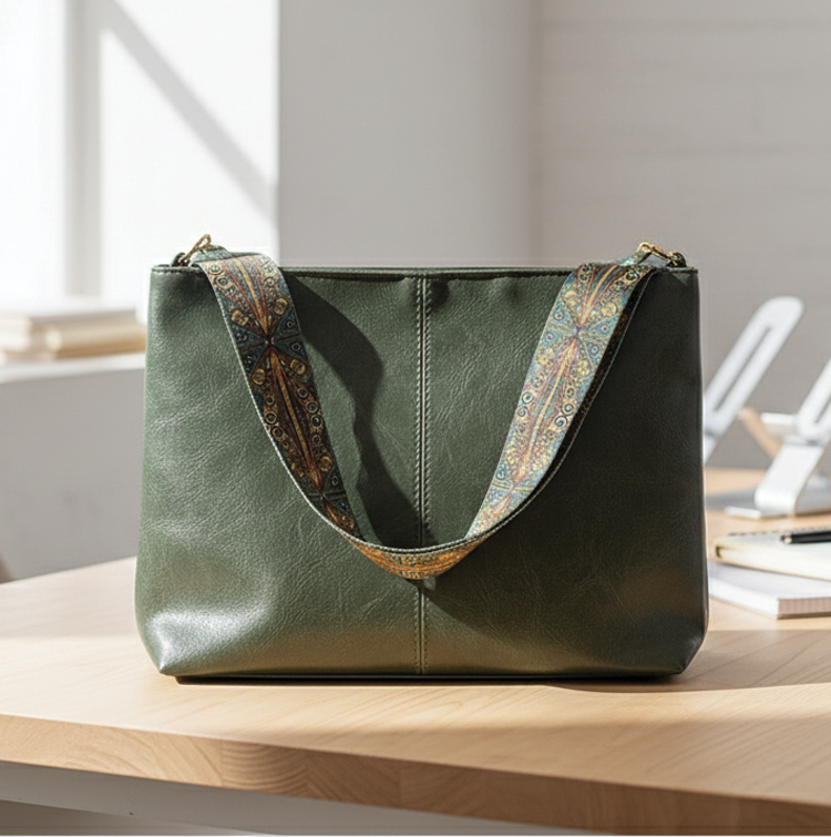 TrendAura Isla - Vegan Leather Embroidered Bucket Bag for Everyday Style and All Season Versatility