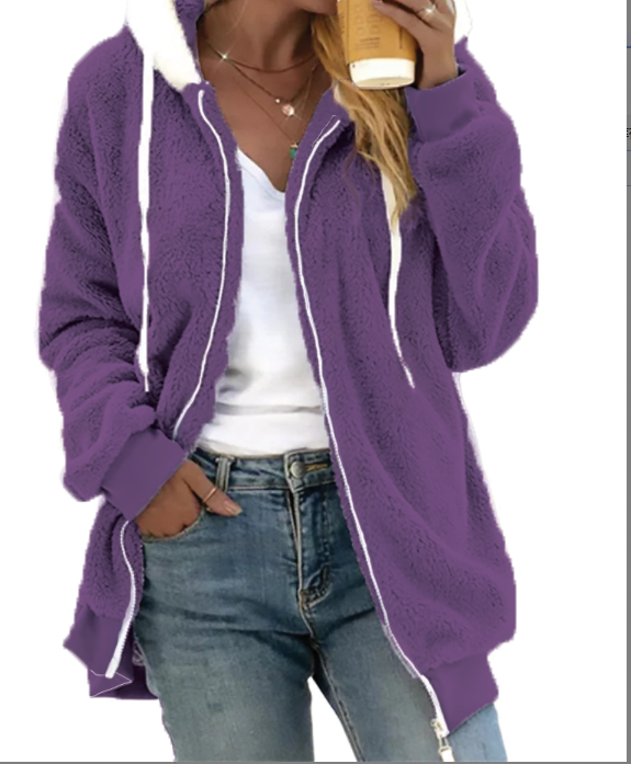 TrendAura Therese Cozy Fleece Zip Hoodie For Women Warmth Comfort Everyday Layering Essentials