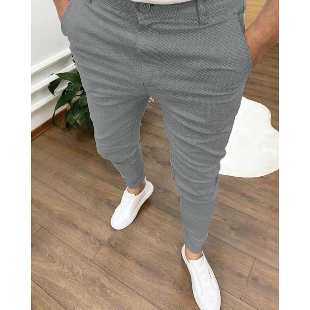 Roman Slim Fit Trousers For Men Cropped Ankle Modern Tapered Leg Smart Casual All Season