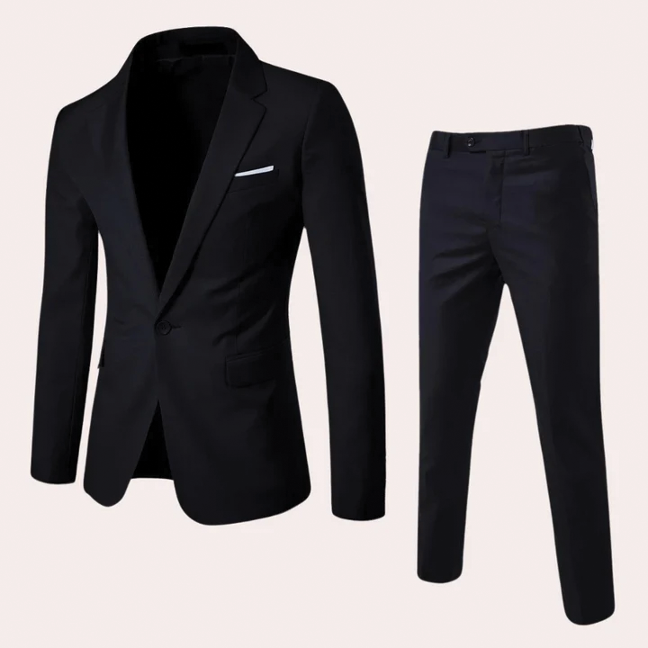 Jacob Men's Slim Suit Two Piece Set with Blazer and Trousers in Burgundy for Weddings Business and Formal Events
