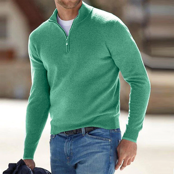 Maverick Wool Half Zip Sweater For Men By TrendAura With Mock Neck And Ribbed Finish