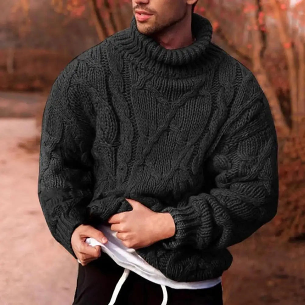 James Men Classic Knit Turtleneck Winter Sweater By TrendAura Cozy Chunky Knit With Rugged Refined Style
