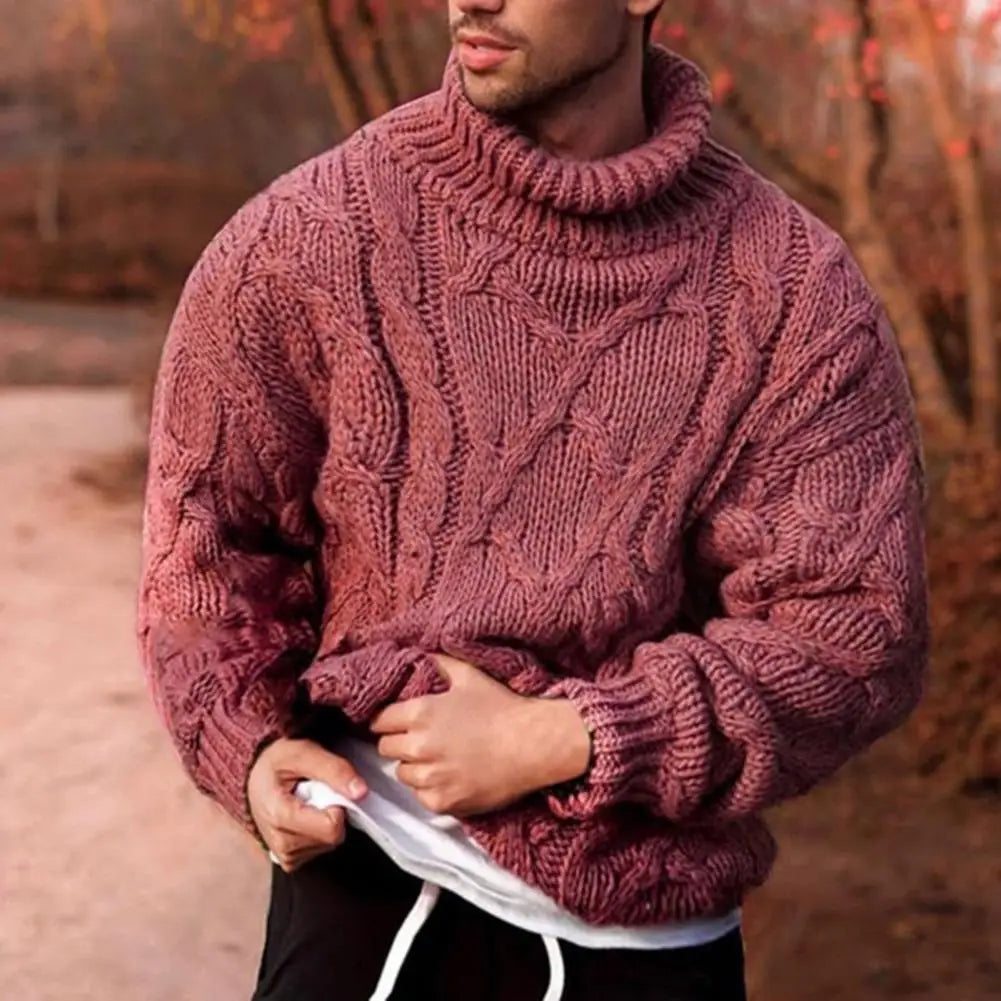 James Men Classic Knit Turtleneck Winter Sweater By TrendAura Cozy Chunky Knit With Rugged Refined Style