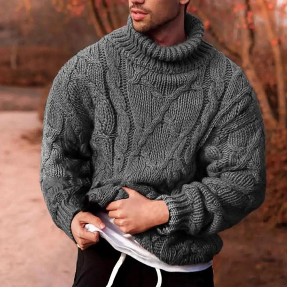 James Men Classic Knit Turtleneck Winter Sweater By TrendAura Cozy Chunky Knit With Rugged Refined Style
