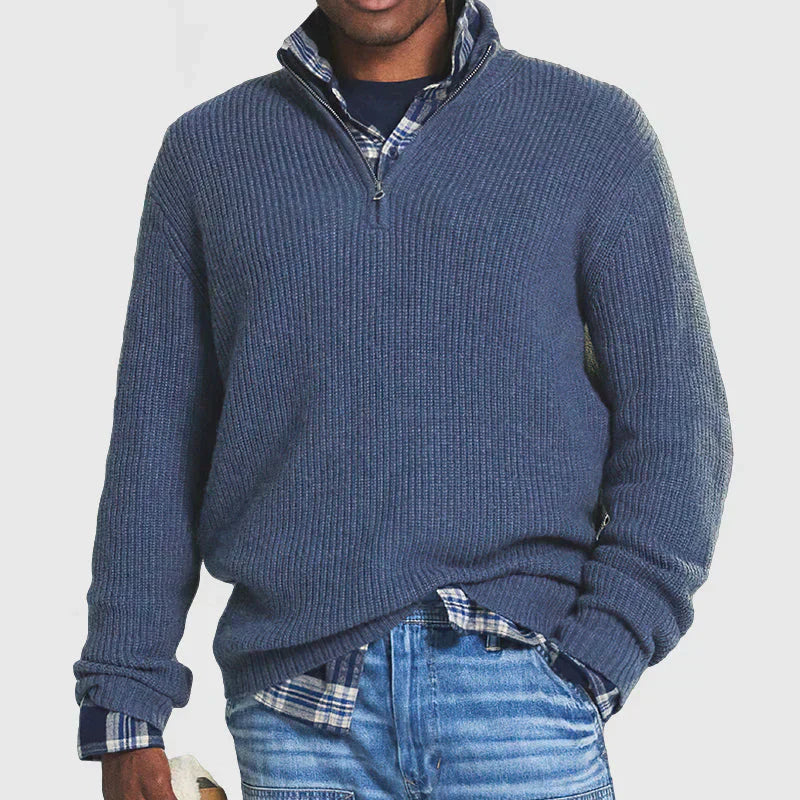 Edward Mens Ribbed Knit Half Zip Sweater for Men by TrendAura Layering Essential with Modern Texture and Everyday Comfort