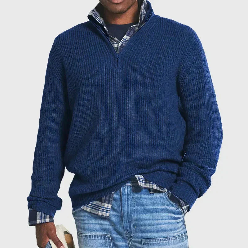 Edward Mens Ribbed Knit Half Zip Sweater for Men by TrendAura Layering Essential with Modern Texture and Everyday Comfort