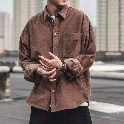 Levi Corduroy Long-Sleeve Oversized Shirt For Men And Women Vintage Charm With Modern Twist