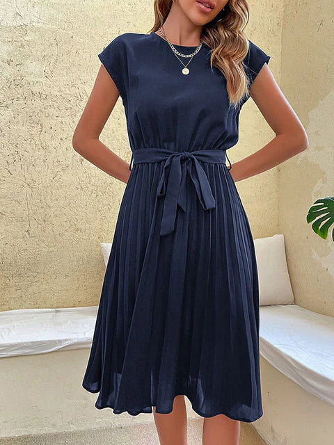 Women’s Pleated Belted Dress | Elegant