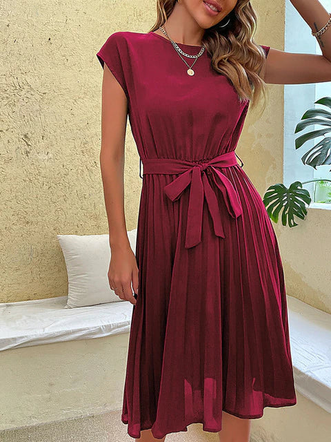 Women’s Pleated Belted Dress | Elegant