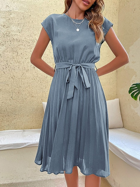 Women’s Pleated Belted Dress | Elegant