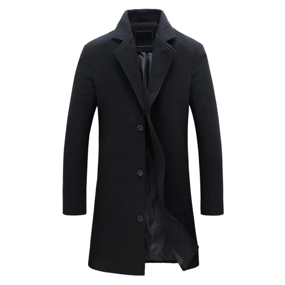 Men's Camel Wool Blend Coat Single Breasted Tailored Fit 3 Button Design Classic Winter Outerwear