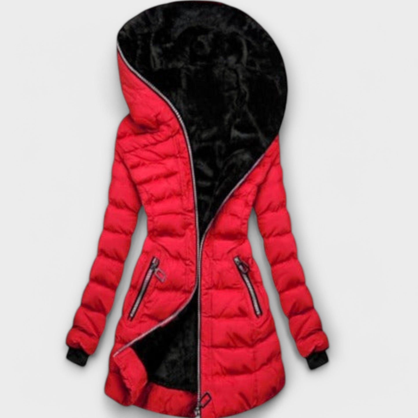 Pearl Longline Zip Jacket Asymmetric Zip For Everyday Comfort Layering With Patterned Hood Lining