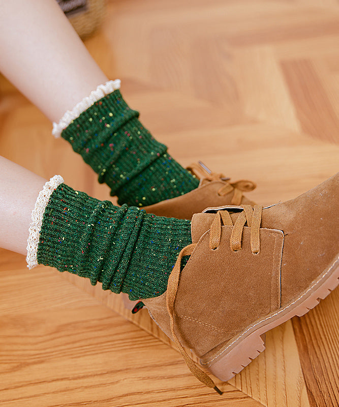 Chaussettes mi-mollet japonaises en patchwork de dentelle pour l'automne et l'hiver - TrendAura