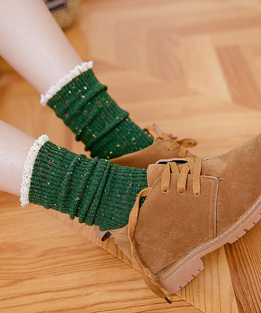 Chaussettes mi-mollet japonaises en patchwork de dentelle pour l'automne et l'hiver - TrendAura