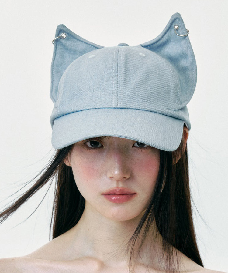 Casquette de baseball en denim avec oreilles de chat mignonnes de style japonais - TrendAura