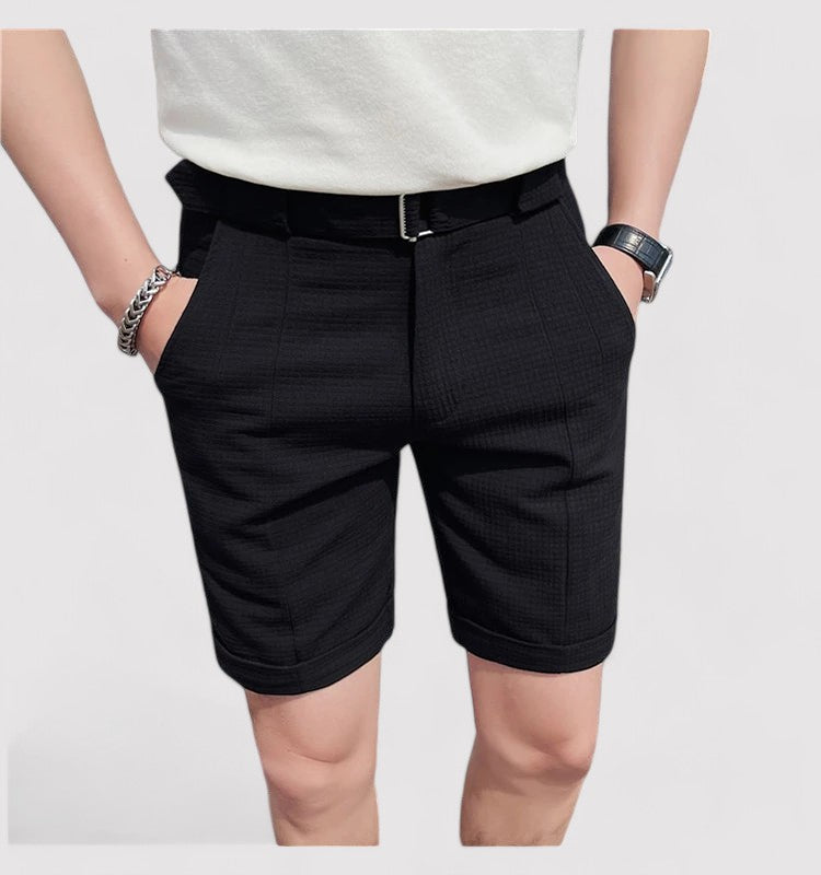 Mens Plaid Shorts With Adjustable Belt Mid Thigh Length Belt Loops Classic Checkered Summer Wear