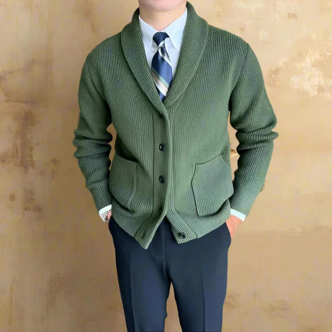 Juliano Ribbed Shawl Collar Cardigan
