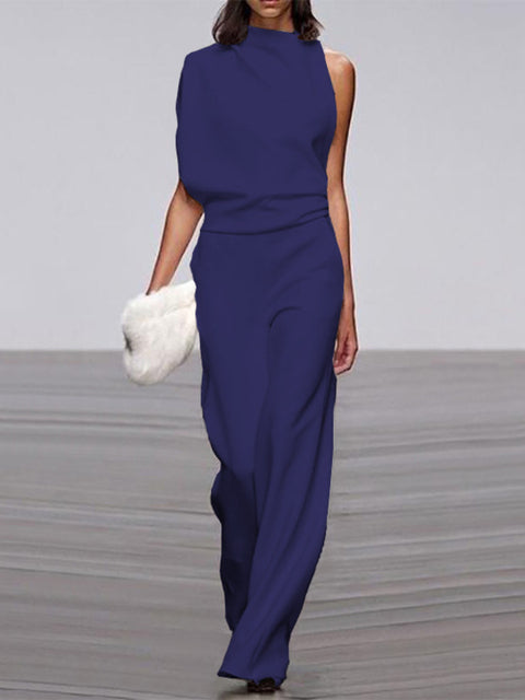 Women's Jumpsuit - Asymmetric One Shoulder - Elegant Wide Leg - For Party & Evening Use