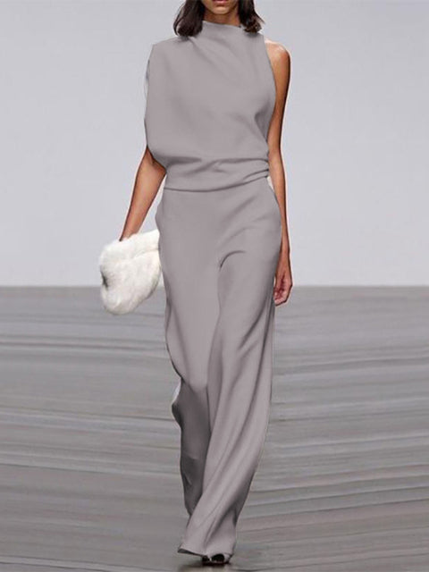 Women's Jumpsuit - Asymmetric One Shoulder - Elegant Wide Leg - For Party & Evening Use