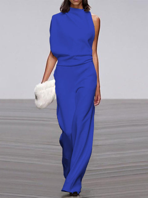 Women's Jumpsuit - Asymmetric One Shoulder - Elegant Wide Leg - For Party & Evening Use