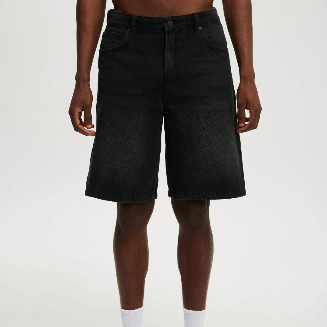 KC Relaxed Fit Denim Shorts for Men in Breathable Cotton with Vintage Faded Wash and Classic 5 Pocket Design by TrendAura