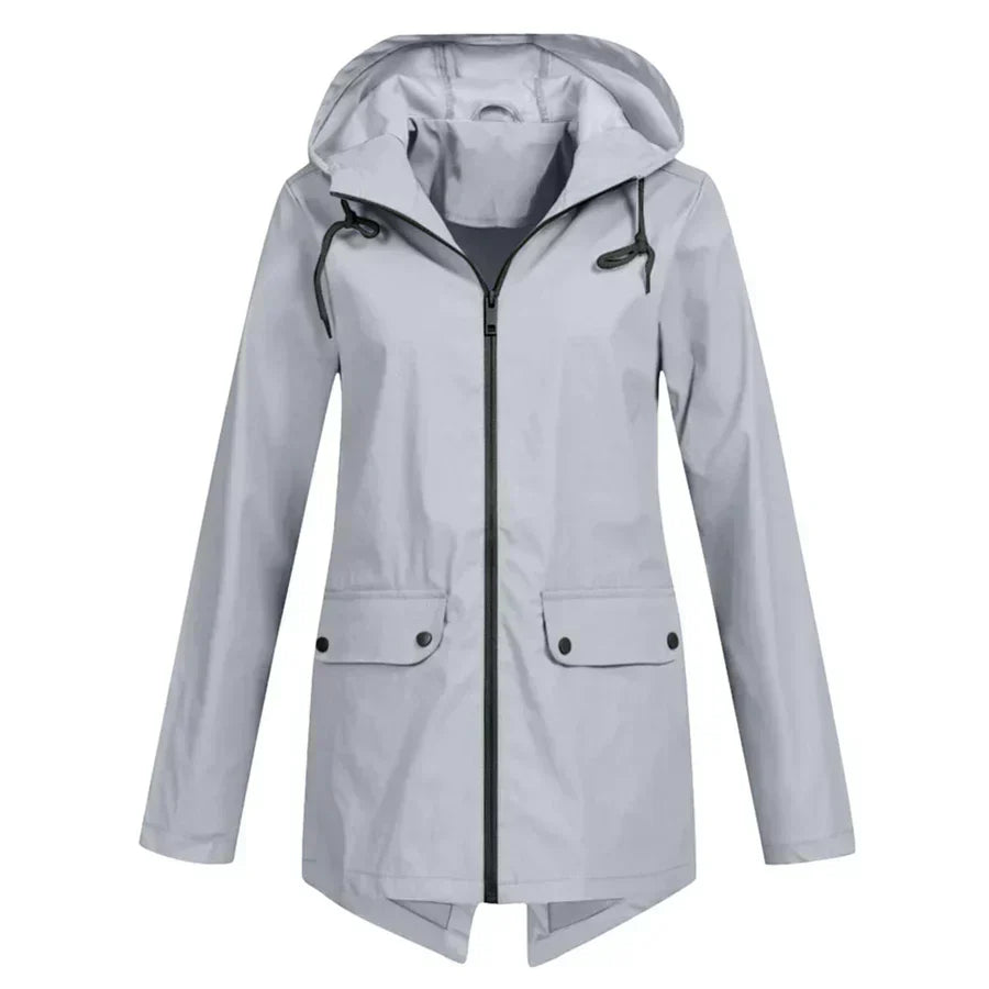 Women's Raincoat - Waterproof with Hood - Zipper & Front Pockets - Comfortable Fit