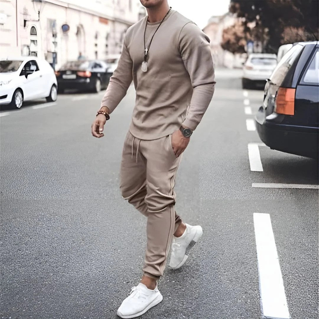Jacob Mens Casual Two Piece Tracksuit Set With Long Sleeve Top And Jogger Pants For Daily Wear