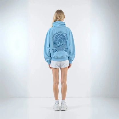 Waylynn Kai Tropical Graphic Hoodie - Oversized Relaxed Fit With Palm Tree Print And Wave Motto