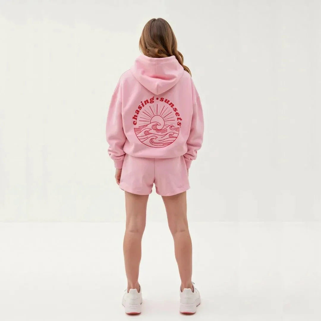 Waylynn Kai Tropical Graphic Hoodie - Oversized Relaxed Fit With Palm Tree Print And Wave Motto