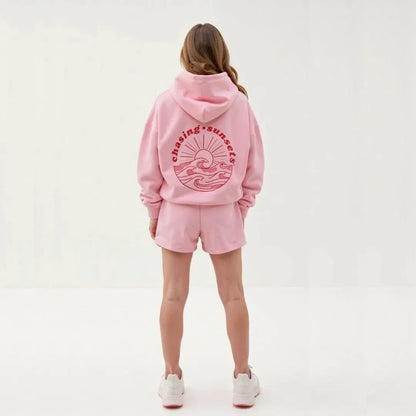 Waylynn Kai Tropical Graphic Hoodie - Oversized Relaxed Fit With Palm Tree Print And Wave Motto