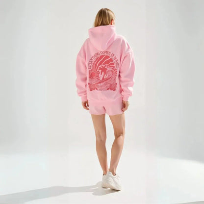 Waylynn Kai Tropical Graphic Hoodie - Oversized Relaxed Fit With Palm Tree Print And Wave Motto