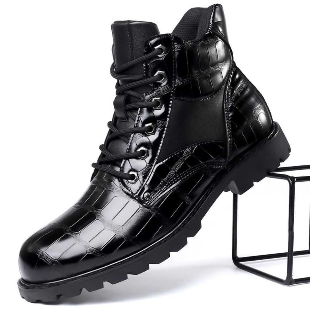 Kairo Croc Trek Ankle Boots for Men With Crocodile Embossed Leather and Rugged All Day Comfort