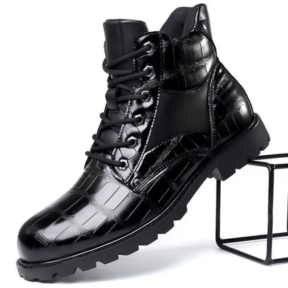 Kairo Croc Trek Ankle Boots for Men With Crocodile Embossed Leather and Rugged All Day Comfort
