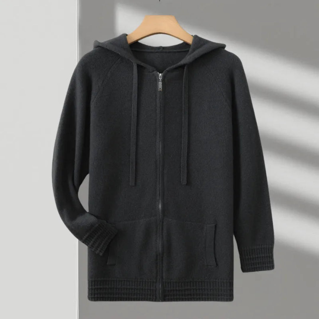 Cashmere hoodie with hood and zipper