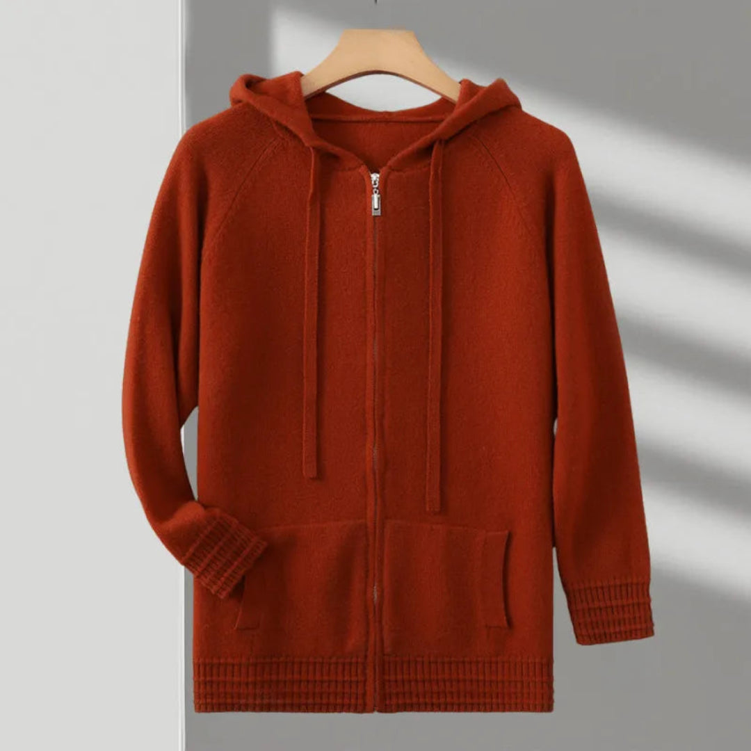Cashmere hoodie with hood and zipper