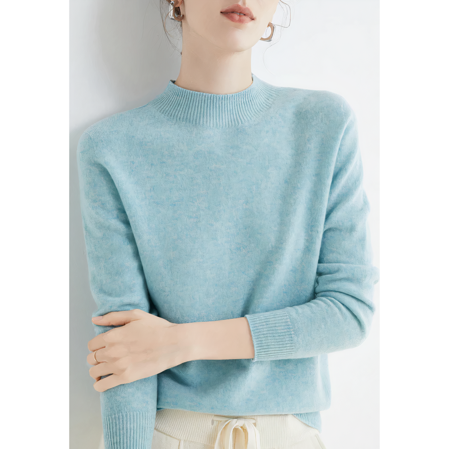Womens Mock Neck Sweater Pullover Luxurious Comfort Classic Fit Office To Weekend