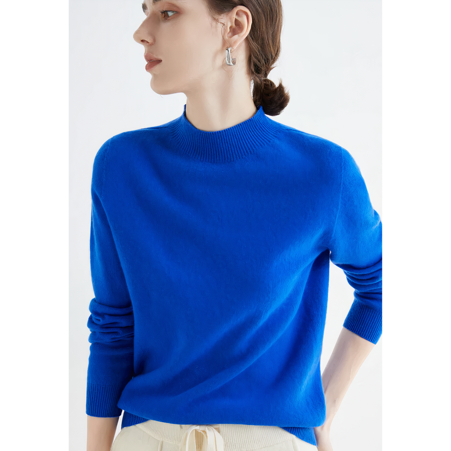Womens Mock Neck Sweater Pullover Luxurious Comfort Classic Fit Office To Weekend